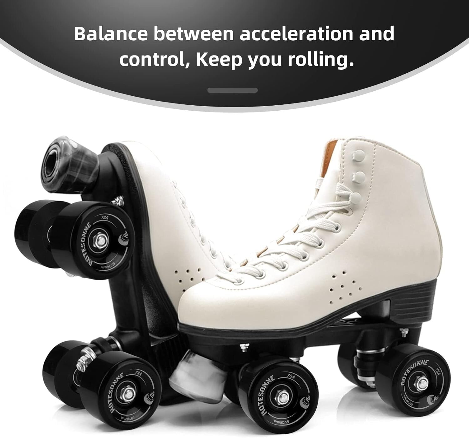 Enhanced 65mm Roller Skate Wheels with Shock Absorption and Bearings Included