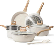 Load image into Gallery viewer, Versatile Nonstick Induction Cookware Set - 10-Piece White Granite Collection