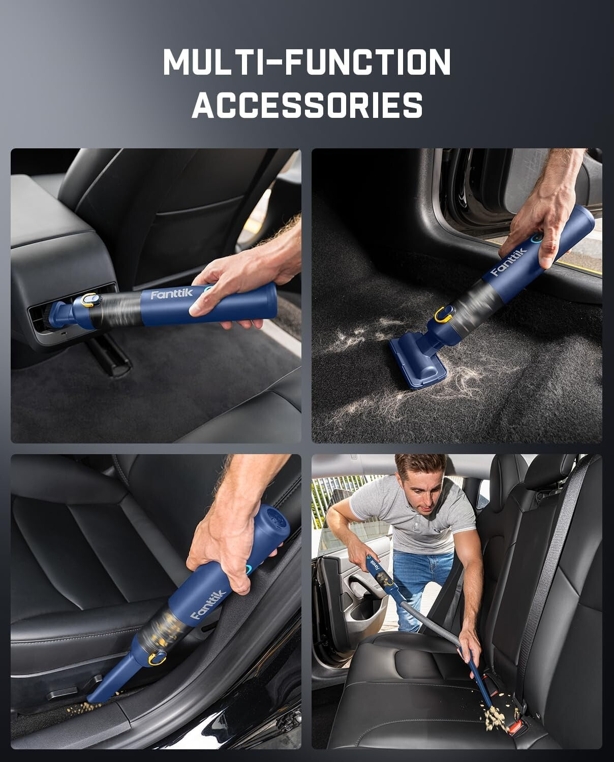 Versatile 4-in-1 Handheld Vacuum with Multiple Accessories for Pet Hair & More