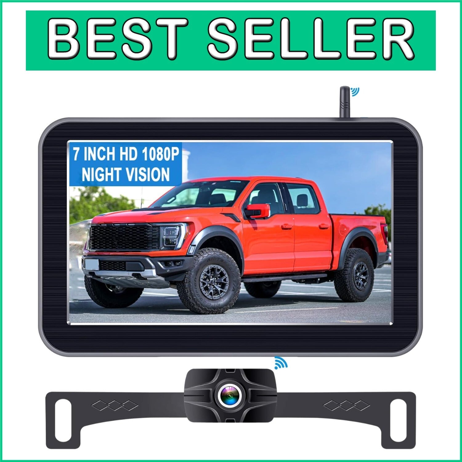 7-Inch HD 1080P Wireless Backup Camera - Night Vision & Waterproof for Trucks