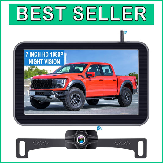 7-Inch HD 1080P Wireless Backup Camera - Night Vision & Waterproof for Trucks