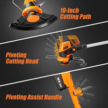 Load image into Gallery viewer, Lightweight 24V Max Lawn Mower with 10-Inch Trimmer - 2 Batteries Included