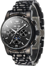 Load image into Gallery viewer, Luxury Automatic Men's Watch with Moon Phase &amp; Water Resistance - Black Dial