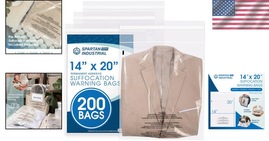 Protective 14 X 20 Clear Mailing Bags - 200 Count with Suffocation Warning