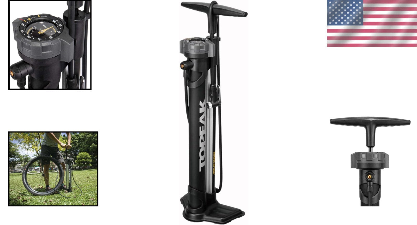 Premium Black Floor Air Pump - Extra-Long Hose for Easy Valve Connection
