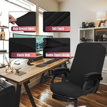 Load image into Gallery viewer, Universal Black Stretch Chair Covers - 4 Pack Machine Washable Office Slipcovers