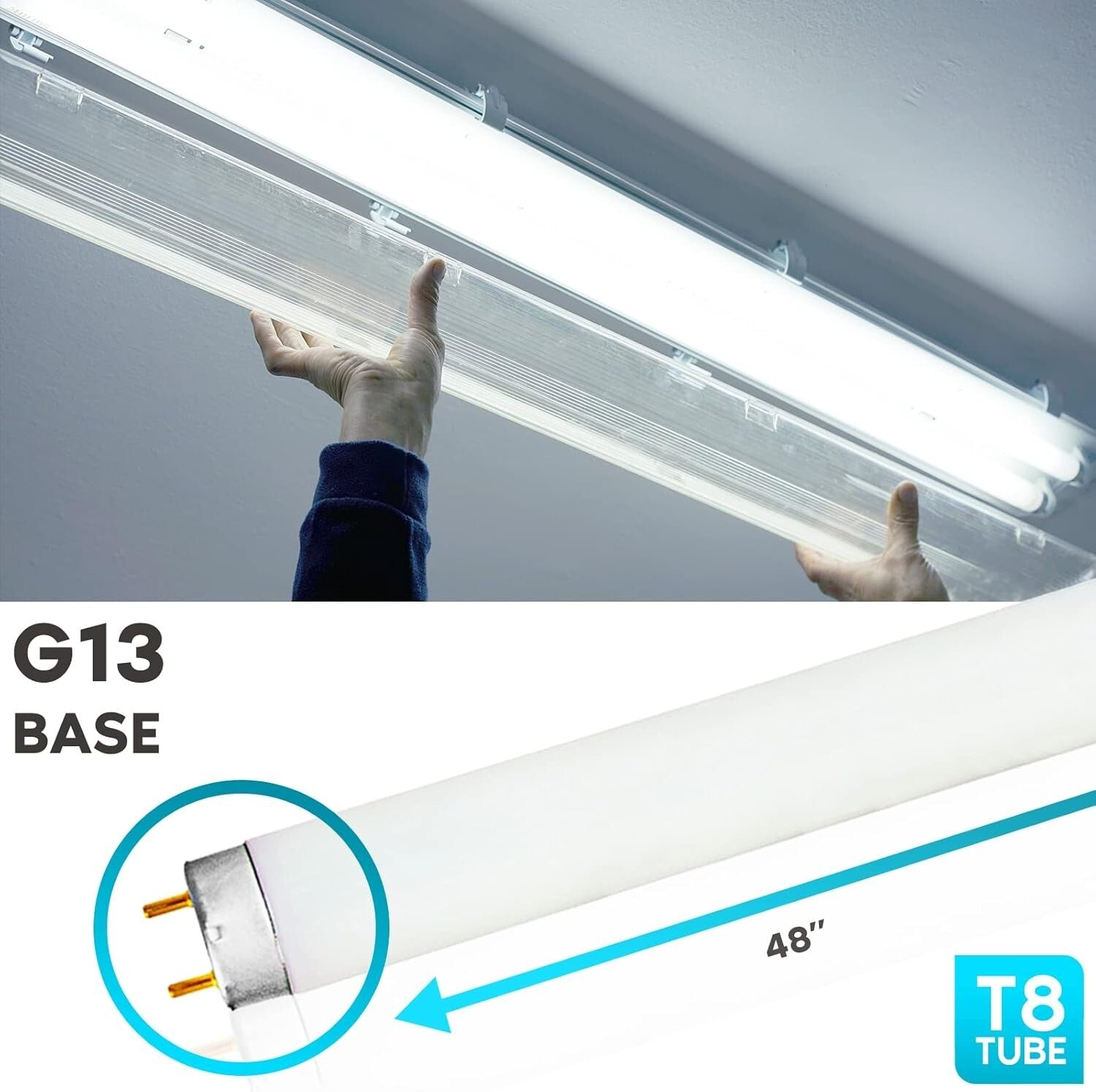 Brighten Spaces with 4-Pack 48 Inch T8 Fluorescent Tube Bulbs - 6500K Daylight