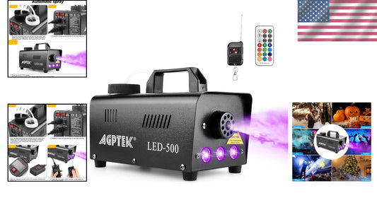 Automatic Spray Smoke Machine with Colorful LED Effects and Remote Control