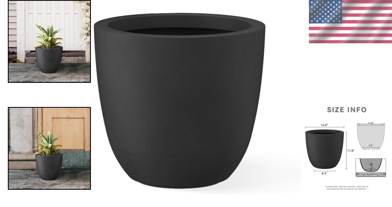 Elegant 14'' Concrete Plant Pot with Drainage for Modern Indoor & Outdoor Spaces