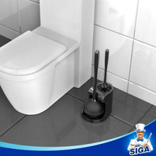 Load image into Gallery viewer, Heavy-Duty Black Toilet Plunger and Nylon Brush Set with Storage Holder