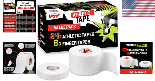 Premium Sports Tape Bundle - 24 Rolls and 6 Finger Rolls for Ultimate Protection