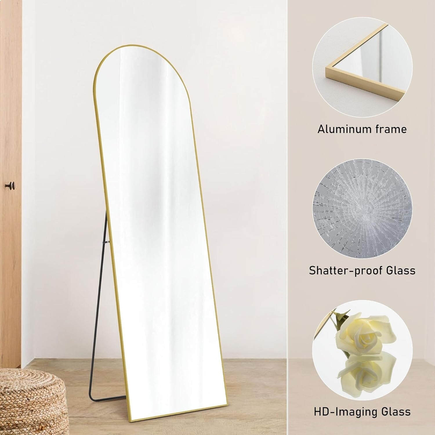 64" x 21" Modern Shatter-Resistant Mirror - Ideal for Bedrooms & Living Rooms