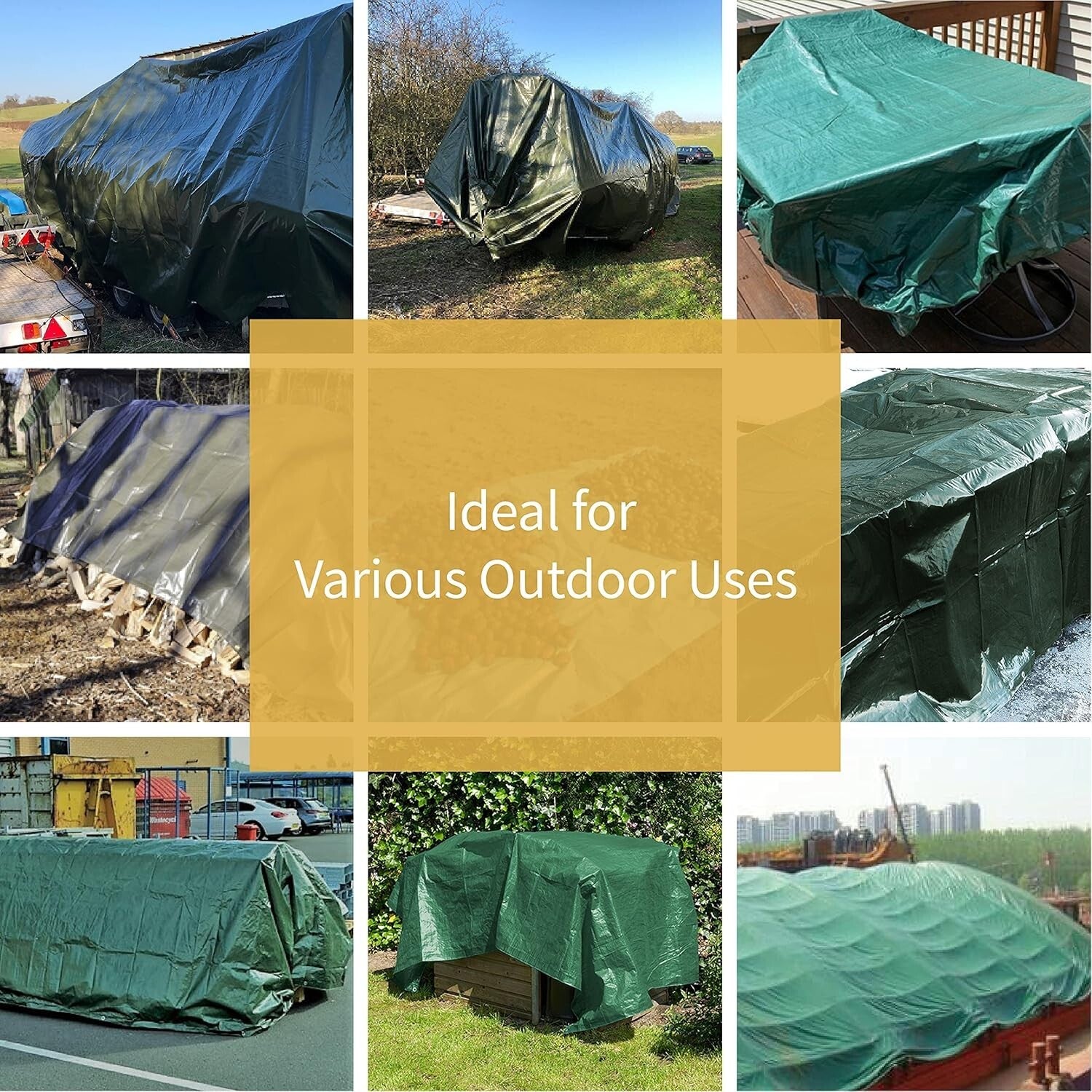 Durable 20x20 Feet Green Polyethylene Tarp - 10mil Thickness Waterproof Cover