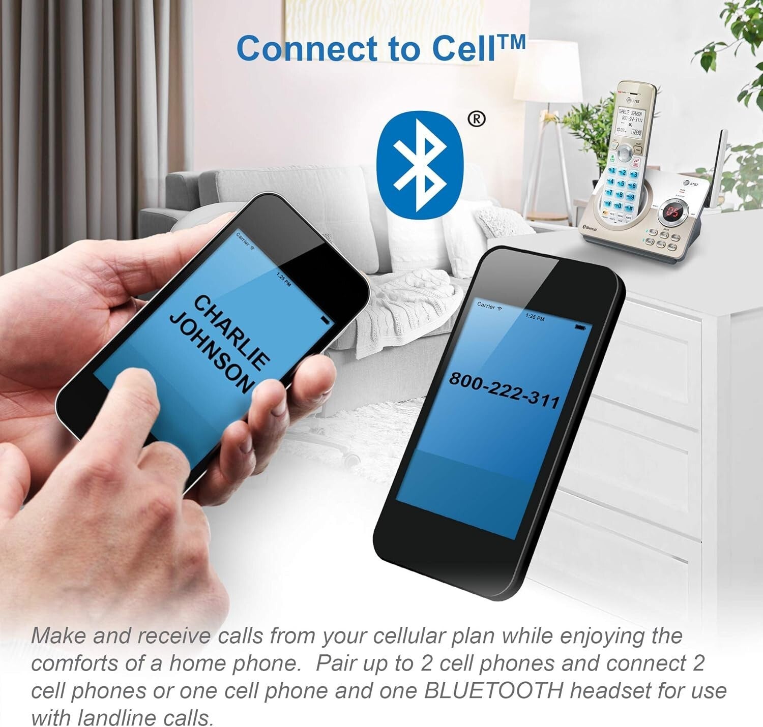 Expanded Bluetooth Cordless Phone System with Big Buttons & Digital Answering