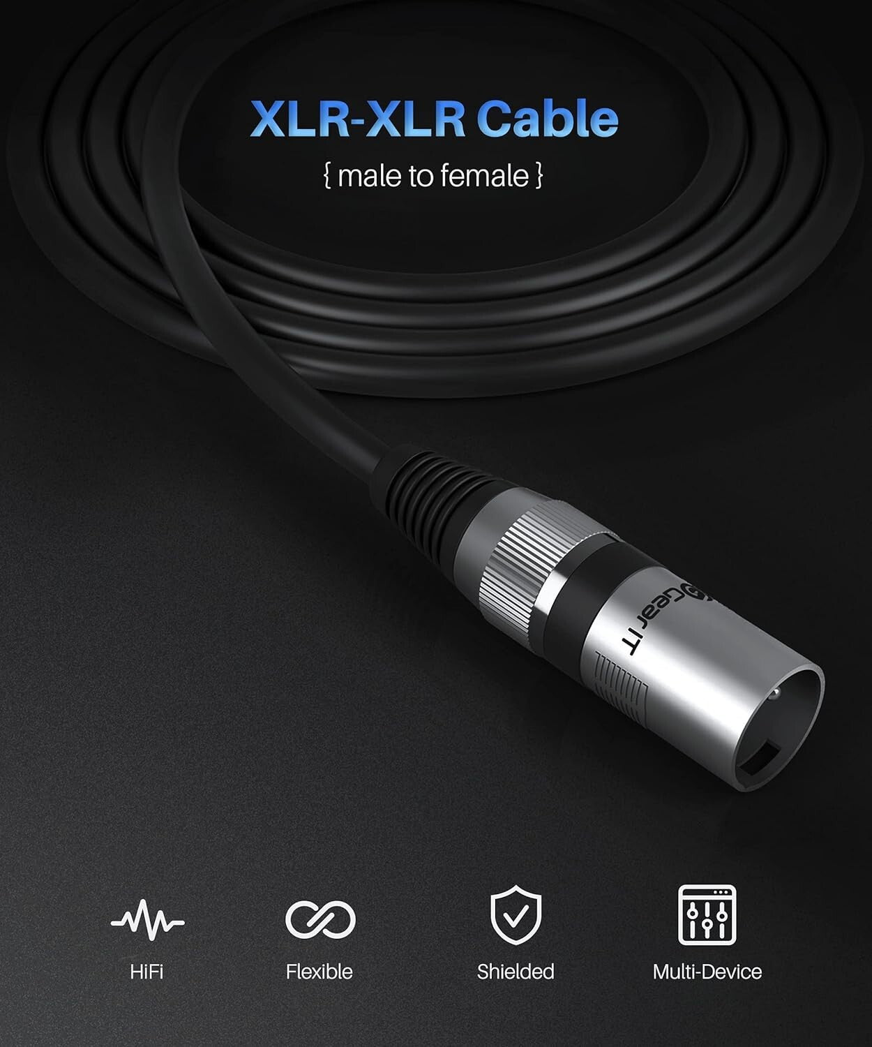 Durable 200ft XLR Male to Female Microphone Cable - Ideal for Music & Podcasts