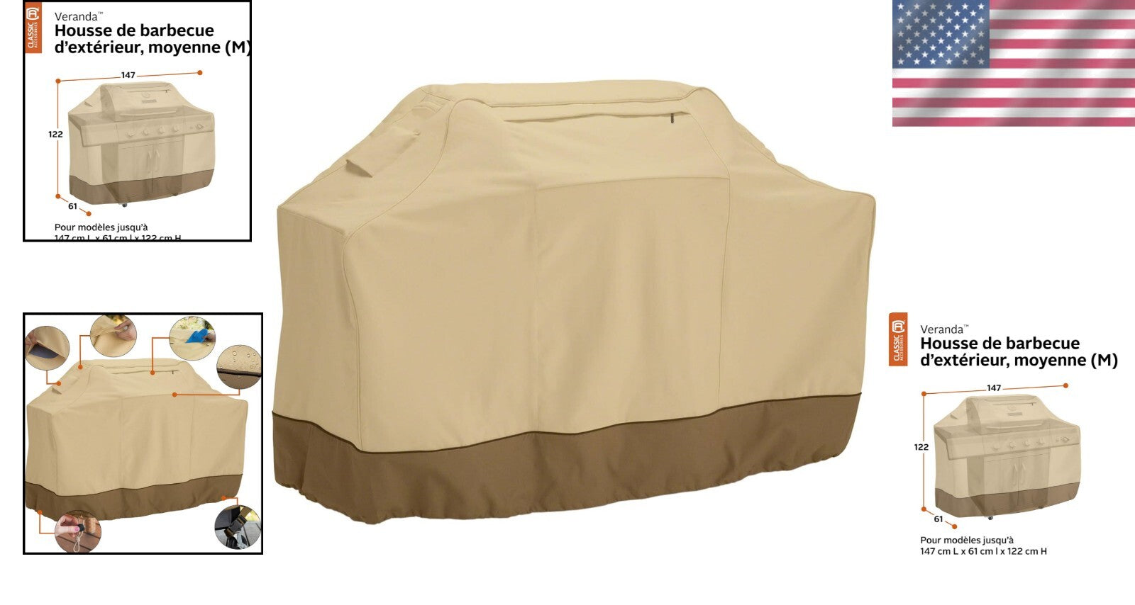58-Inch Durable BBQ Grill Cover with Stylish Design - Zipper & Buckle Closure