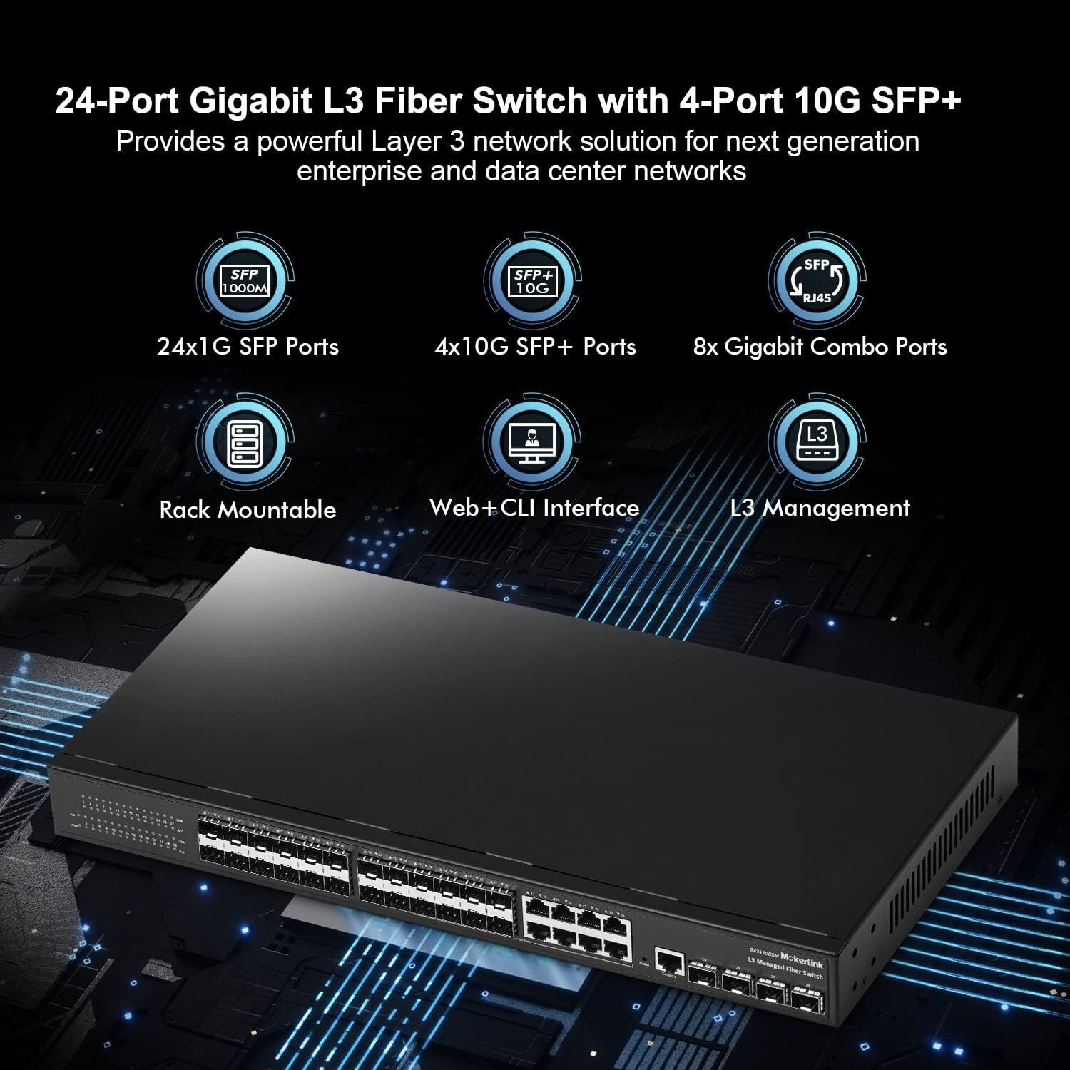 28-Port Gigabit Managed Fiber Switch with 10G SFP+ for High-Performance Networks
