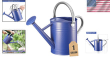 Load image into Gallery viewer, Premium Galvanized Steel Watering Can - 1 Gallon, Ergonomic Handles, Navy Design