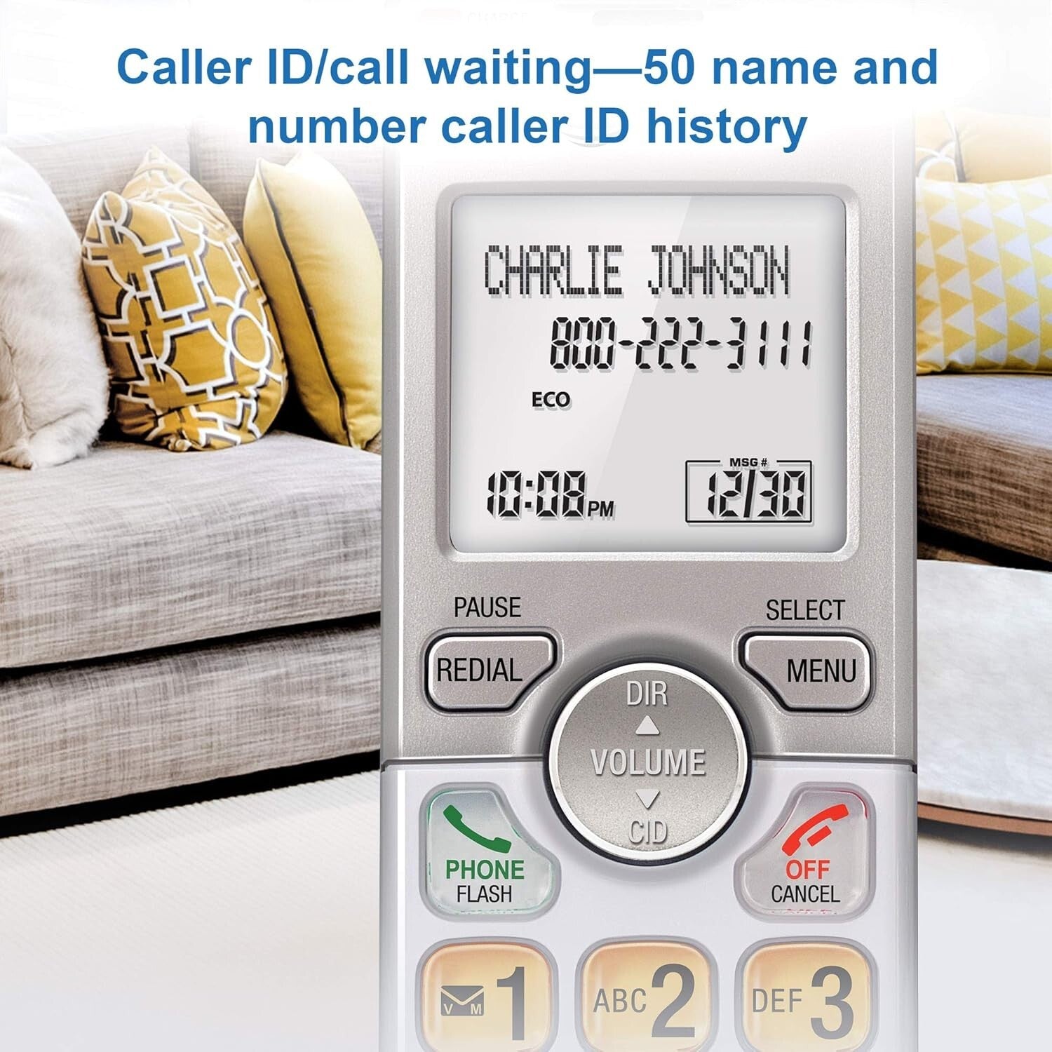 Dual Handset DECT 6.0 Cordless Phone System with Call Waiting & Voicemail Access