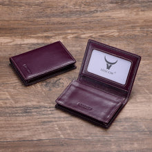 Load image into Gallery viewer, Premium Antiqued Purple Leather Card Case - Compact &amp; Stylish for Networking