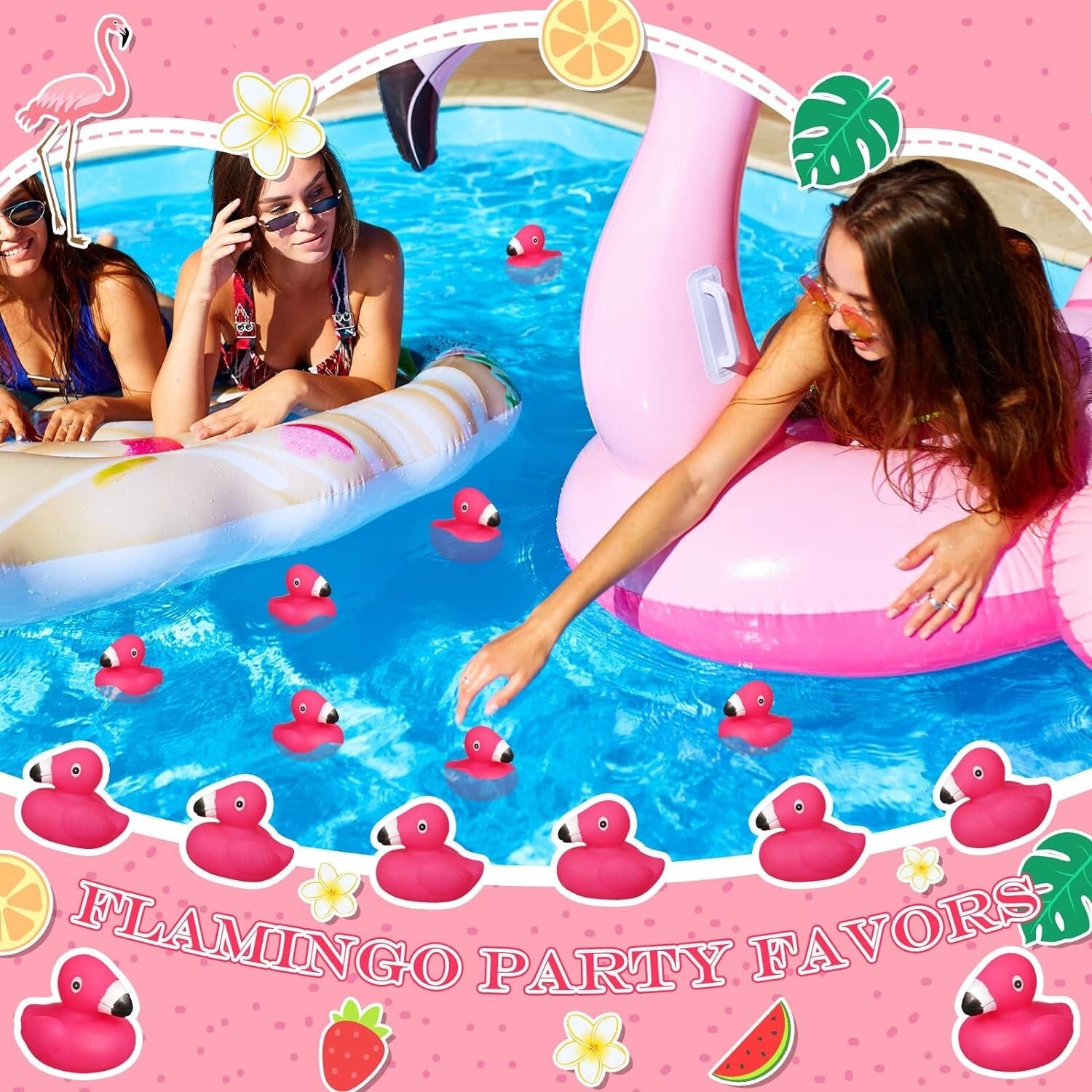 Adorable Flamingo Rubber Duck Collection - 50pk Squeaky Toys for Kids & Parties