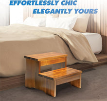 Load image into Gallery viewer, Safe &amp; Eco-Friendly Acacia Wood Step Stool - 2 Steps for All Ages, Easy to Move