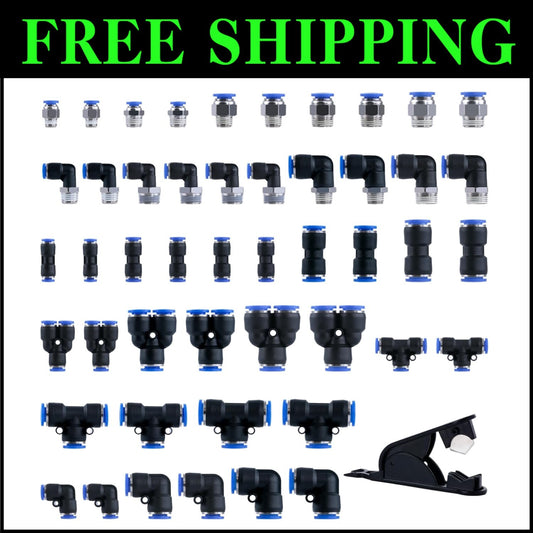 Versatile 53-Piece Air Line Kit with Durable Storage Case & Tubing Cutter