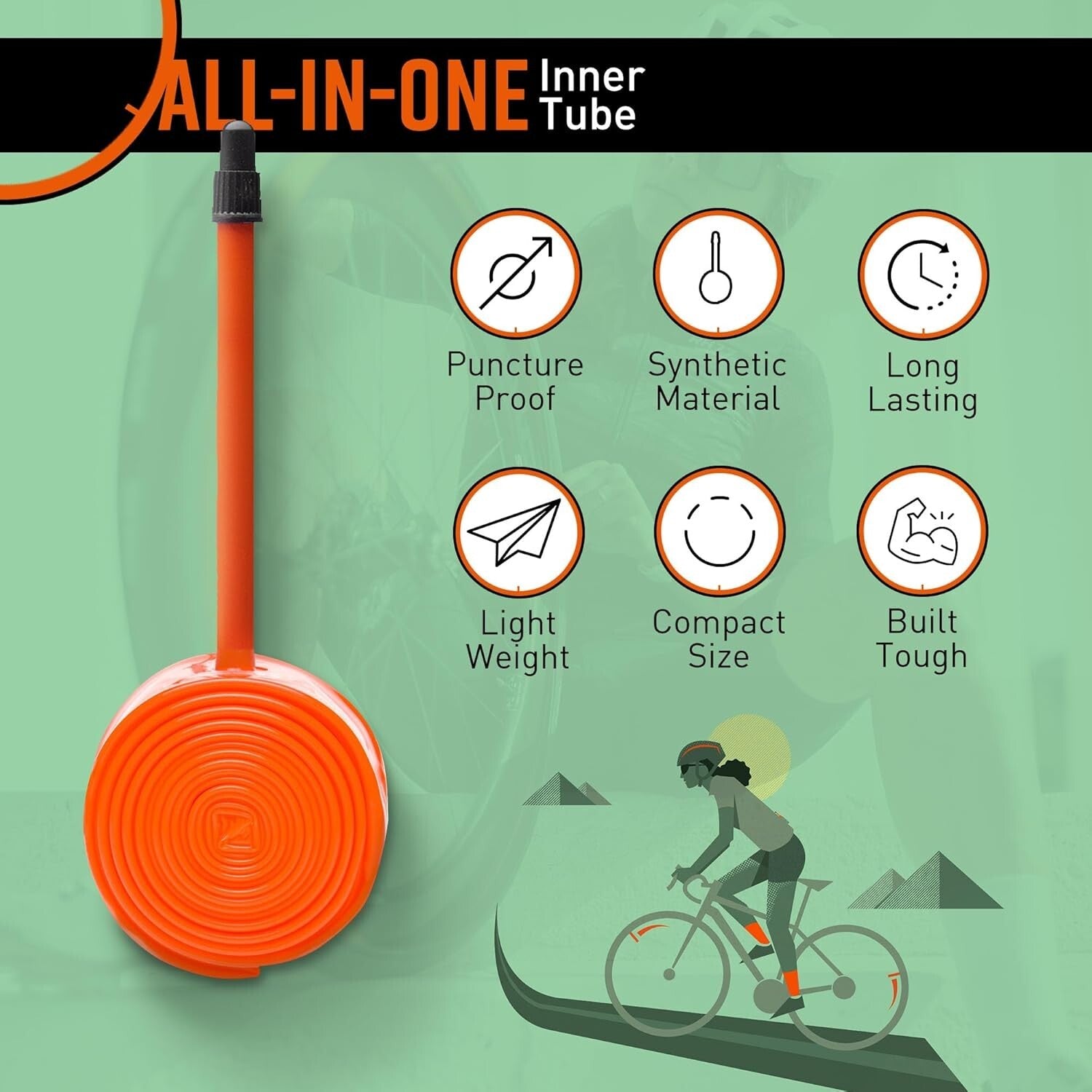 High-Performance 700C TPU Bike Tube with Double Puncture Protection - Pack of 2