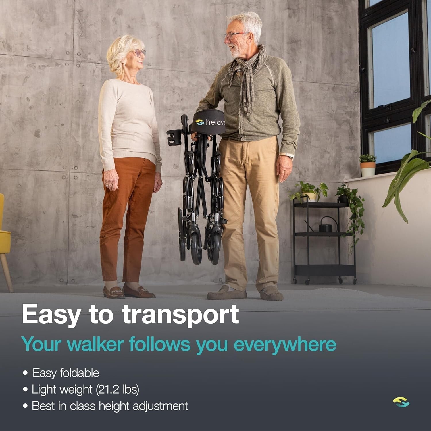 Lightweight Aluminum Rollator - Convertible Walker to Transport Chair, 300 lbs