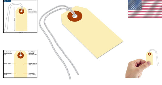 Durable Manila Blank Shipping Tags with Pre-Attached Strings - Pack of 1000