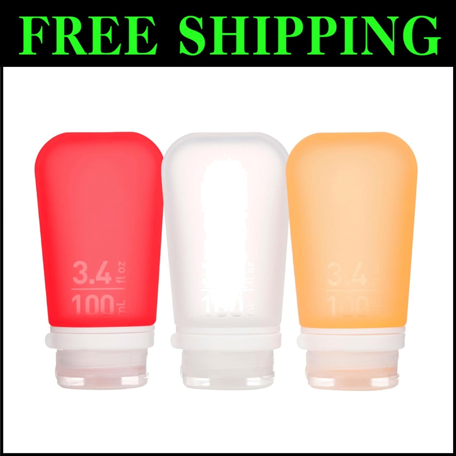 Large 3.4 oz GoToob+ Refillable Silicone Travel Bottles - Eco-Friendly Design