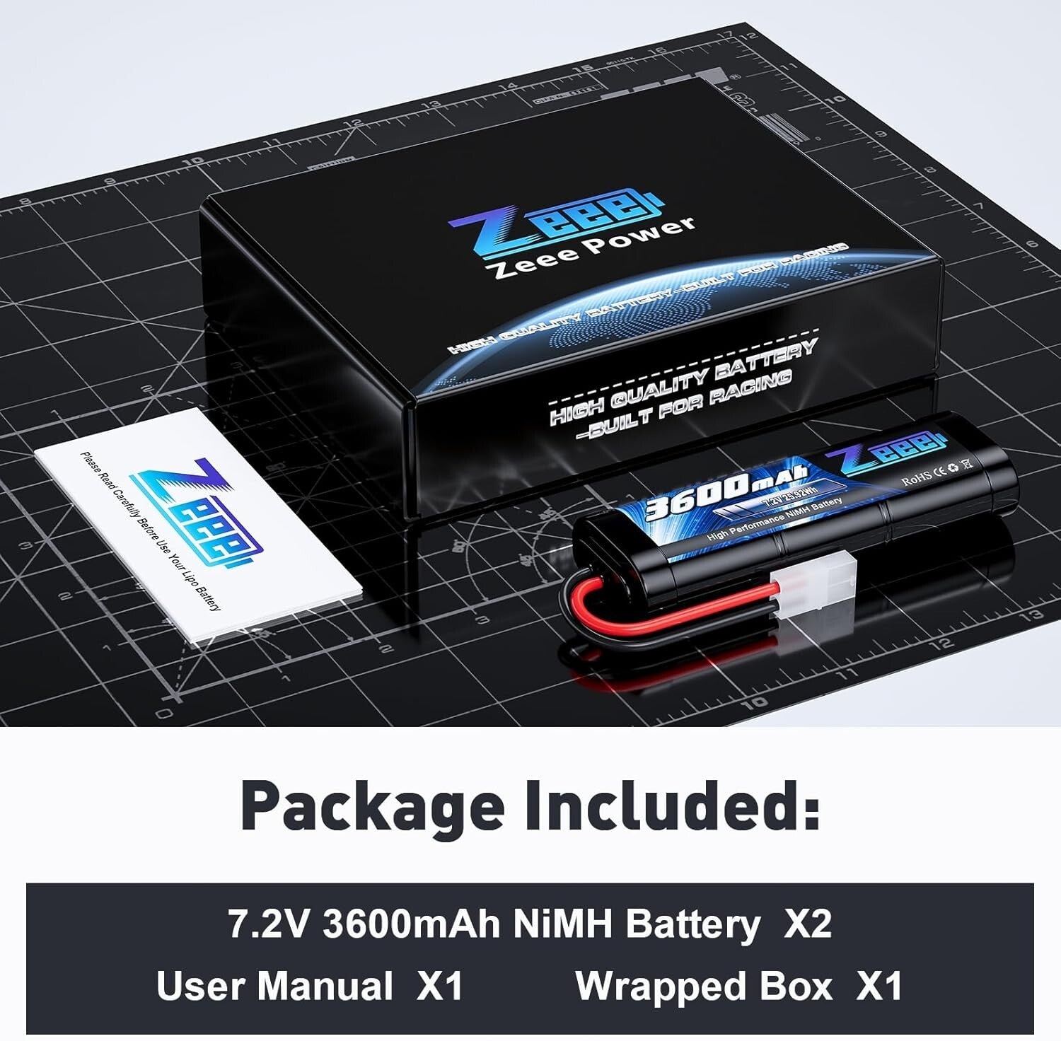 2-Pack High Capacity 7.2V NiMH Batteries with Tamiya Plug for RC Performance