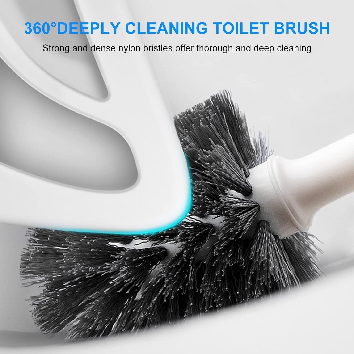 White Toilet Cleaning Set: 3-Piece Brush & Plunger with Convenient Caddy