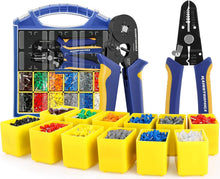 Load image into Gallery viewer, Professional Ferrule Crimping Tools with Adjustable Ratchet &amp; 2500 Wire Ends