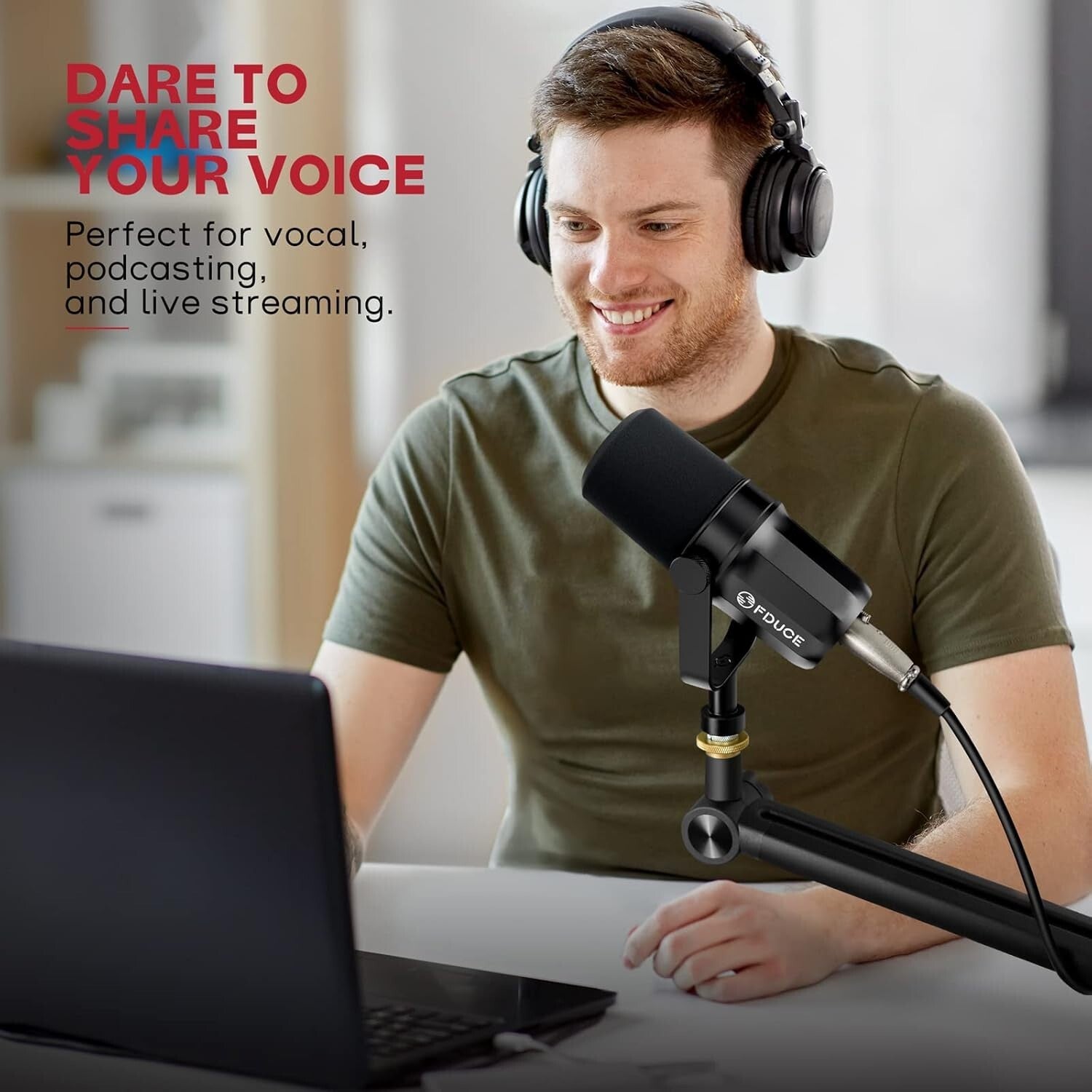 All-Metal Cardioid Dynamic Microphone with Voice Isolation for Clear Recording