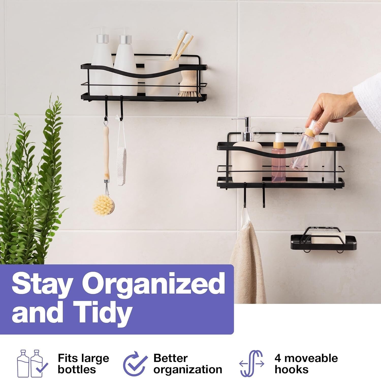 Minimalist Shower Caddy & Soap Holder - Scratch-Resistant Stainless Steel 15 lbs