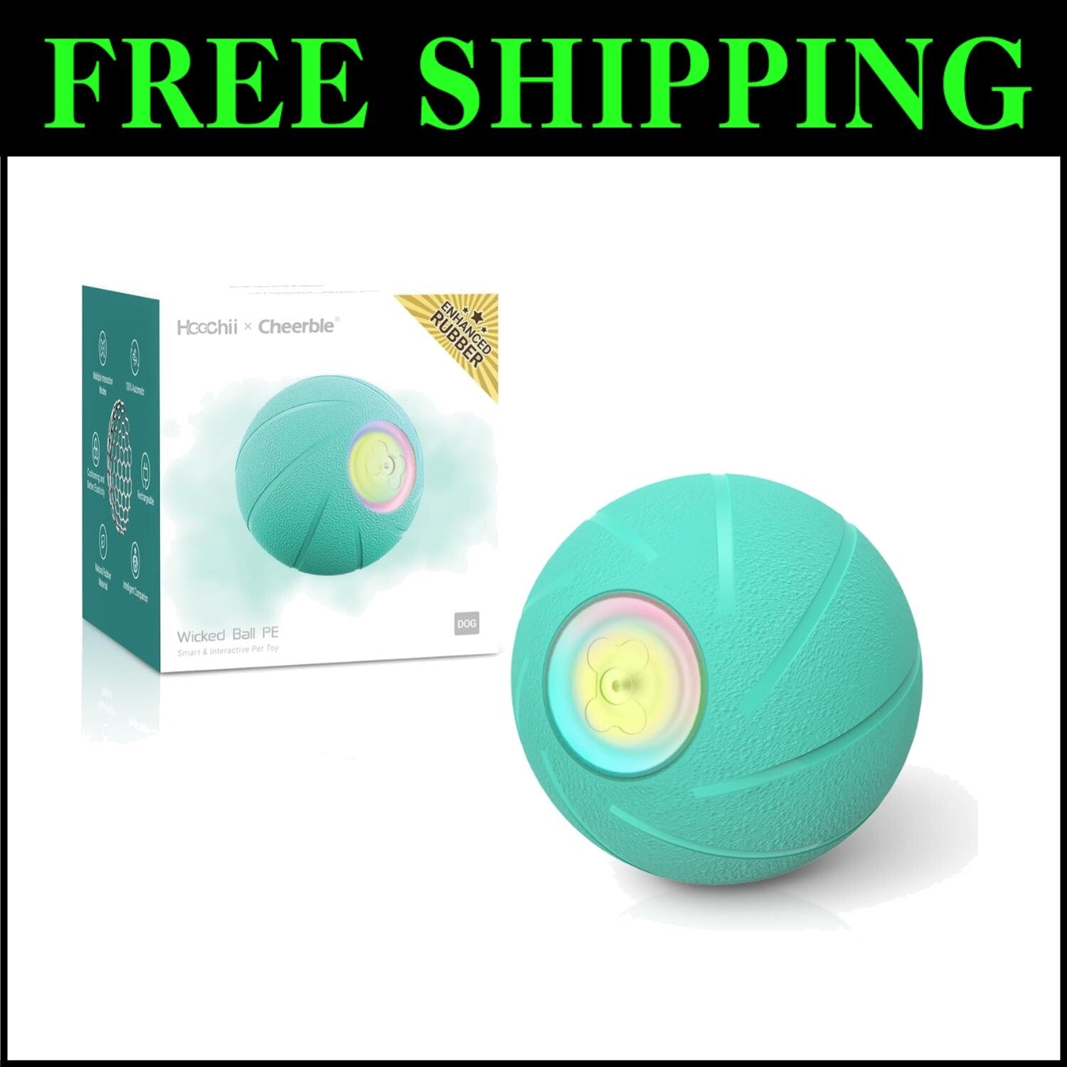 Active Rolling Dog Toy Ball - LED Light & Durable Design for Medium/Large Dogs