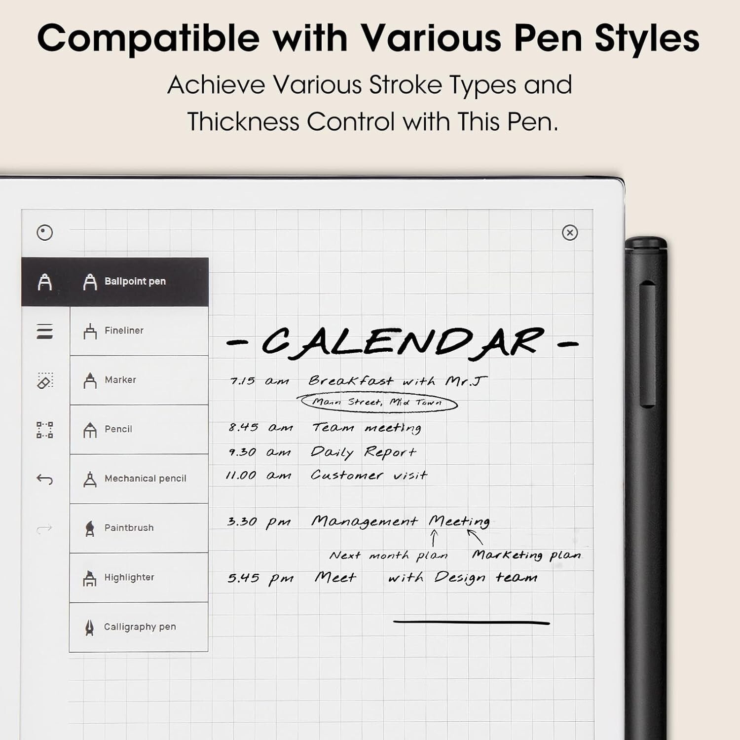 Ergonomic Stylus with Magnetic Attachment & 4096 Pressure Levels for EMR Devices