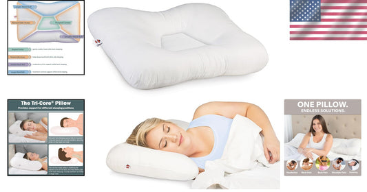Tri-Core Ergonomic Cervical Support Pillow - Pain Relief for Neck, Back, & Sh...
