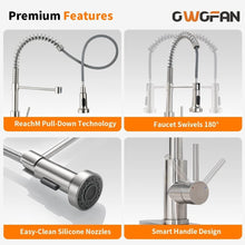 Load image into Gallery viewer, Brushed Nickel Pull Down Kitchen Faucet with 360° Swivel Sprayer - Easy Install