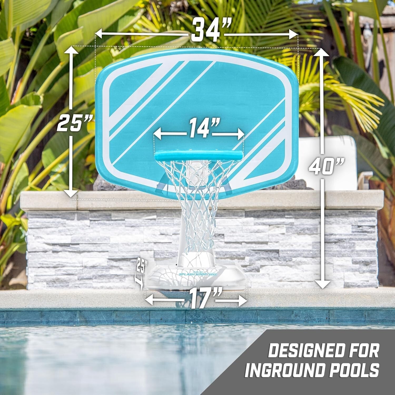 Extra Large Splash Hoop PRO - Professional Pool Basketball Set & Color Options