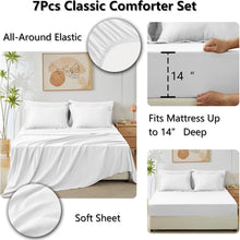Load image into Gallery viewer, 7-Piece King Size Comforter Set - Soft White Luxury Bedding for All Seasons