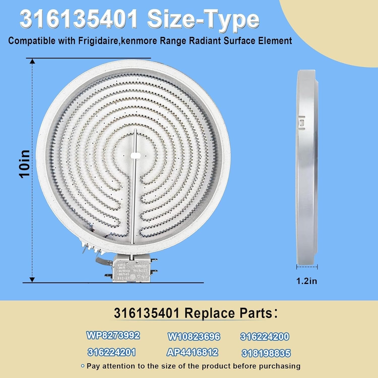 Upgrade 316135401 Radiant Surface Element Compatible with Frigidaire & Kenmore
