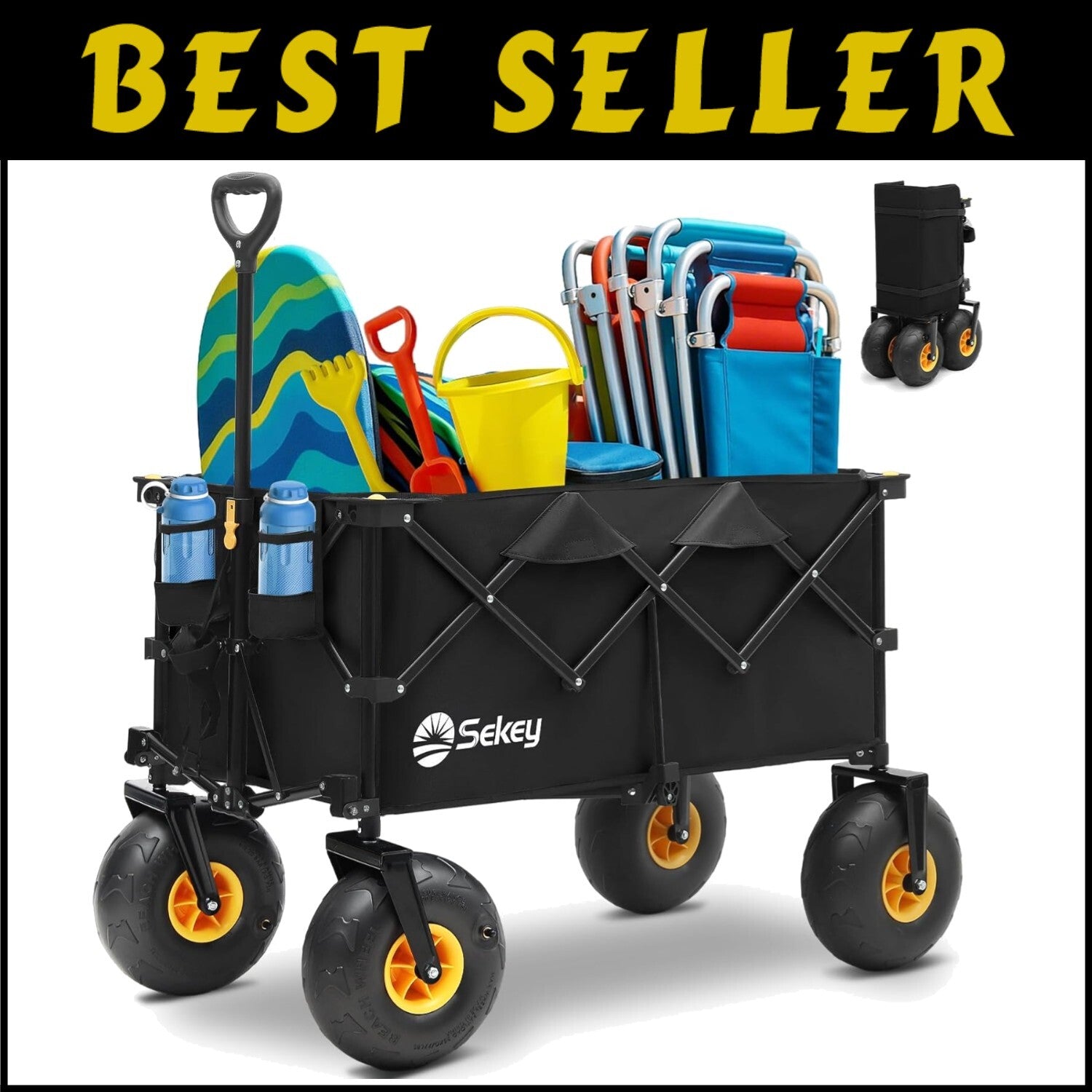 Oversized 200L Foldable Cart with Adjustable Handle for All-Terrain Convenience