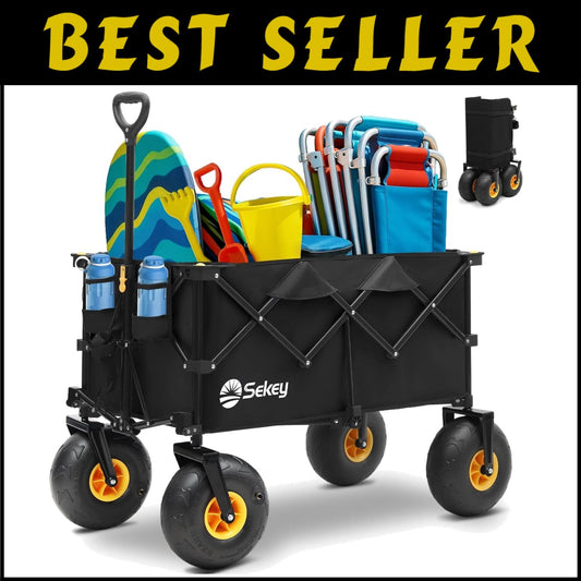 Oversized 200L Foldable Cart with Adjustable Handle for All-Terrain Convenience