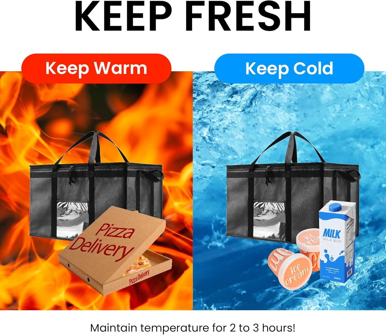 Durable Insulated Cooler Bag - Large 3XL Food Warmer for Outdoor Adventures