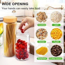 Load image into Gallery viewer, Wide Mouth Airtight Glass Jars with Bamboo Lids - 5 Sizes for Kitchen Pantry
