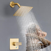 Load image into Gallery viewer, Brushed Gold Shower Faucet Set - Rain Shower Head, Valve &amp; Trim Included