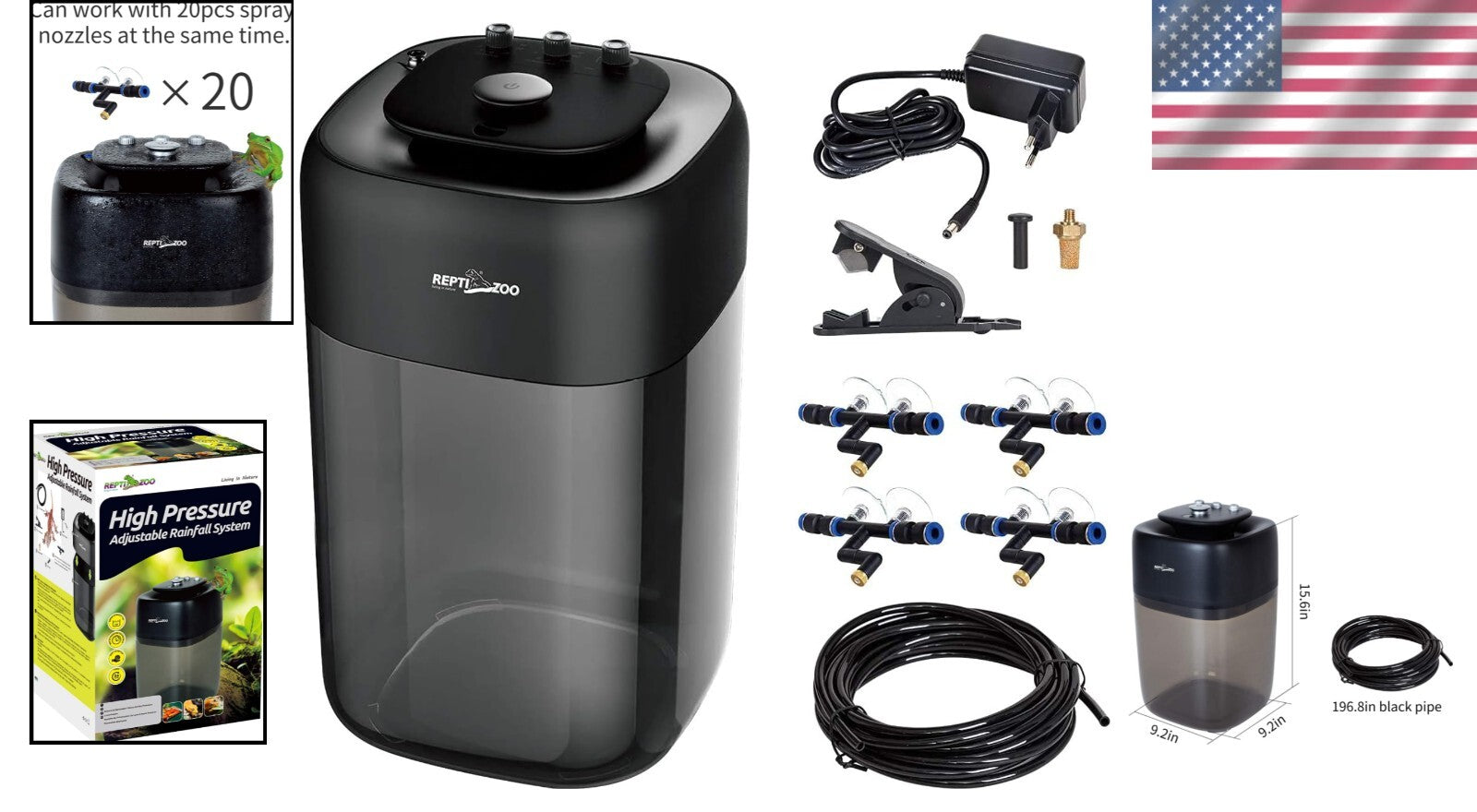 Versatile 10L Misting System for Reptiles: Silent, Adjustable & Easy to Use