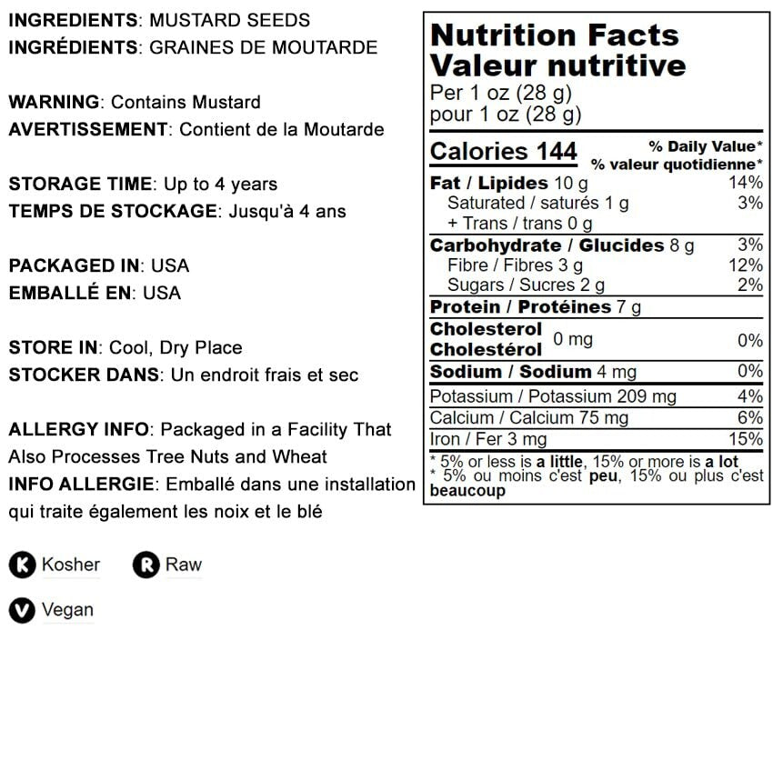 Whole Yellow Mustard Seeds, 20 Pounds - Natural, Pungent Flavor for Cooking